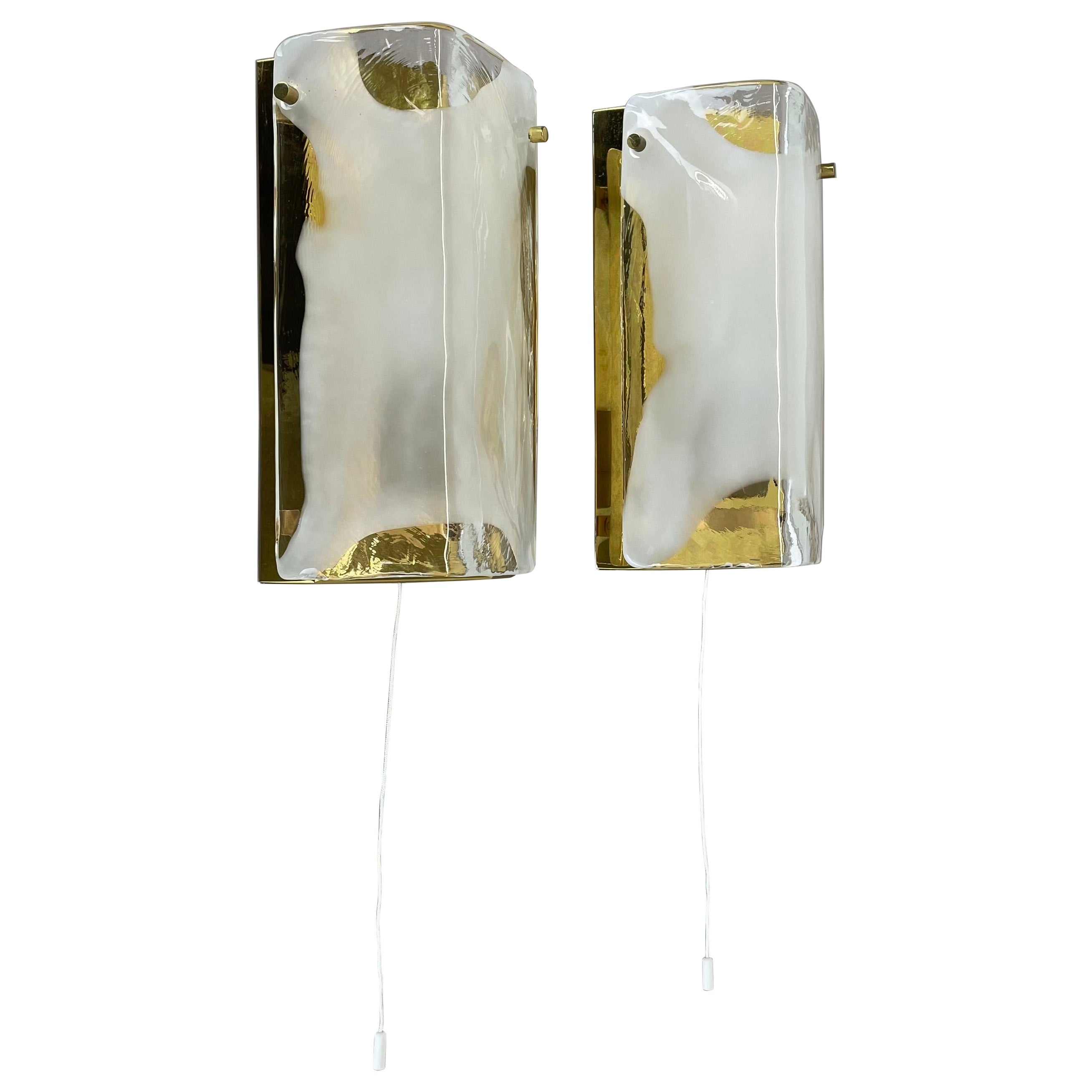 Set of 2 Hollywood Regency MURANO Glass Wall Light Made by Kalmar Lights, 1960s For Sale