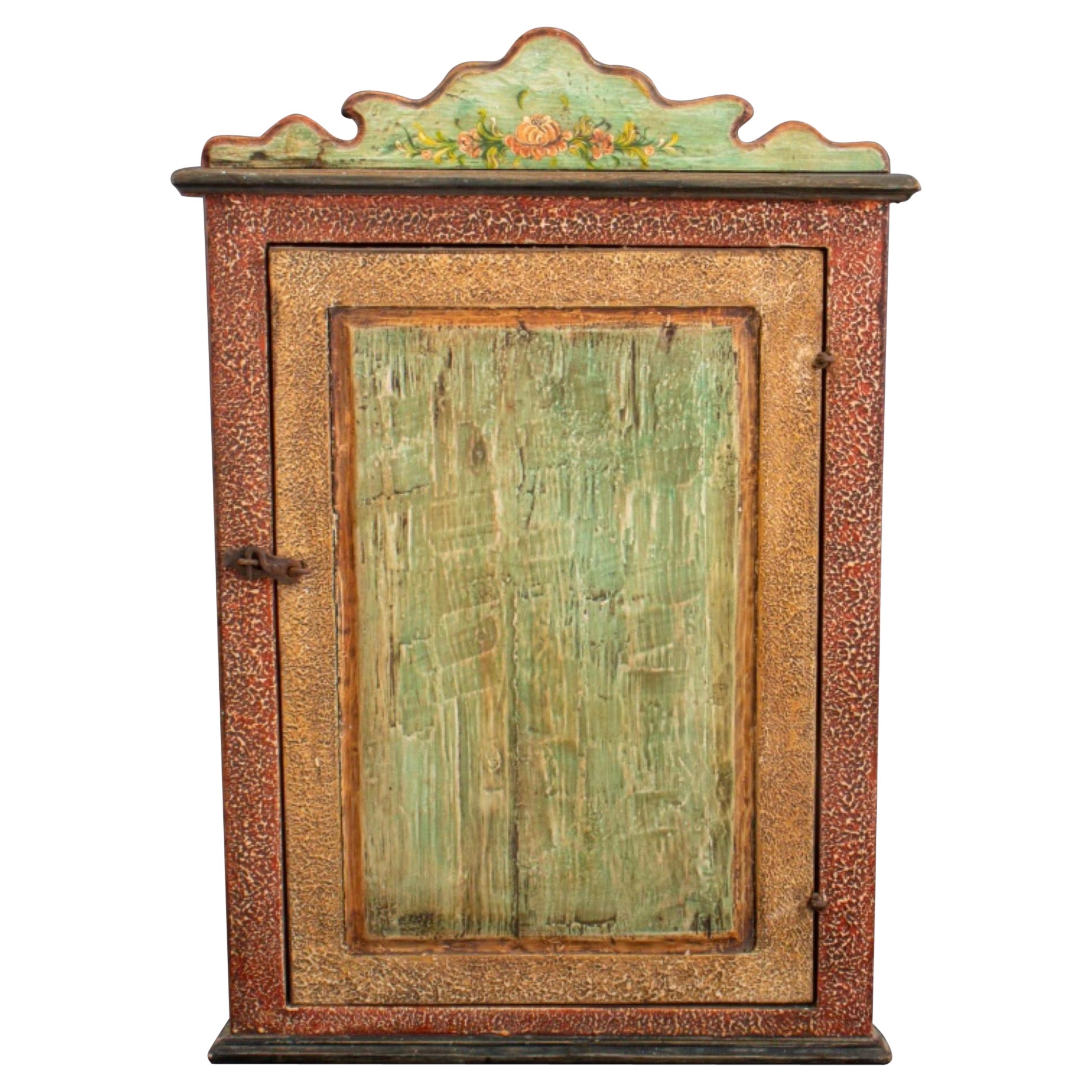 Country Painted Wood Corner wall Cabinet For Sale