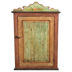 Vintage Country Painted Wood Corner wall Cabinet