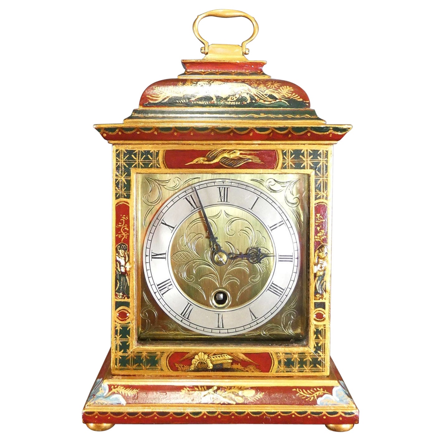 Chinoiserie Decorated Mantel Clock by Astral, Coventry For Sale