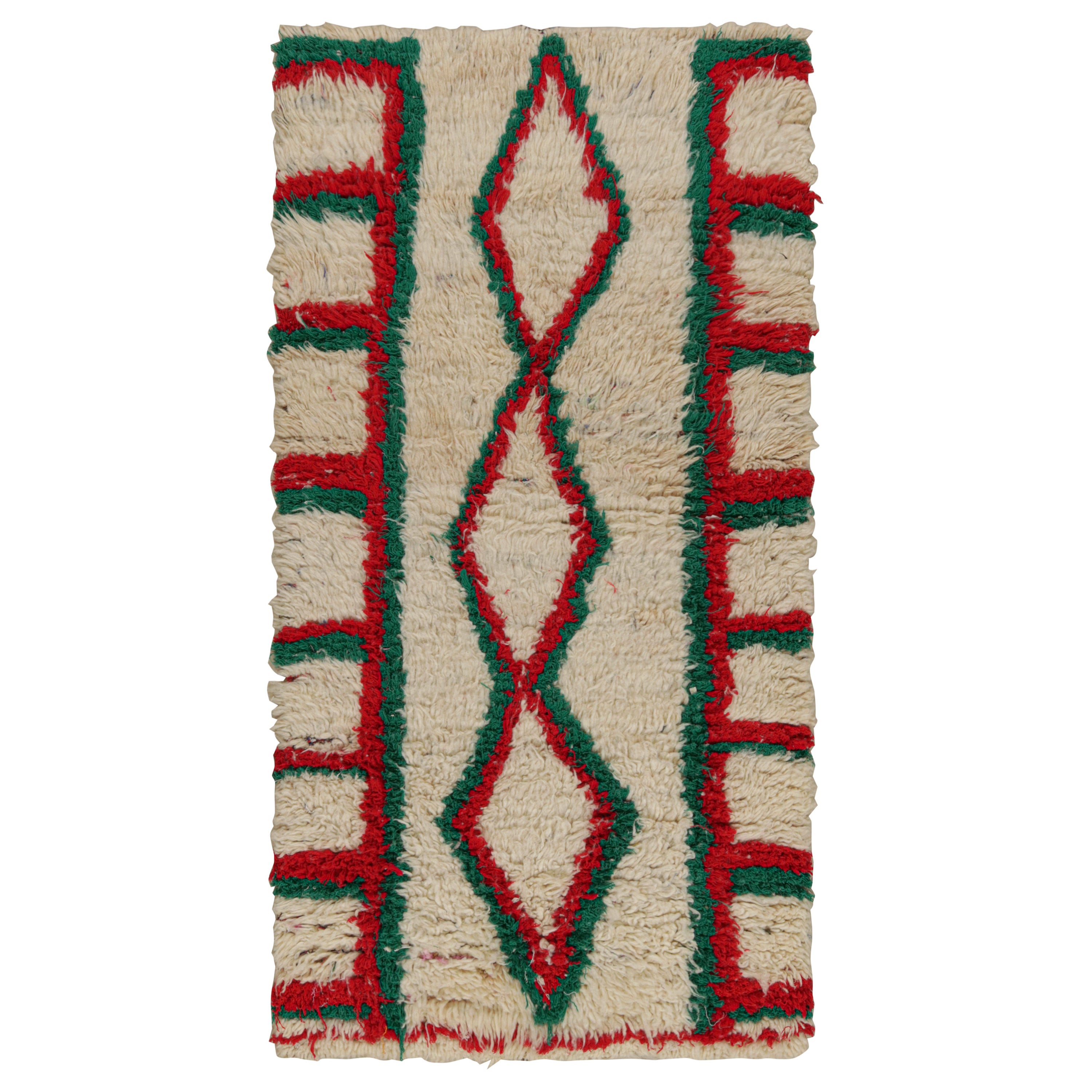Vintage Moroccan Runner Rug with Red and Green Patterns, from Rug & Kilim  For Sale