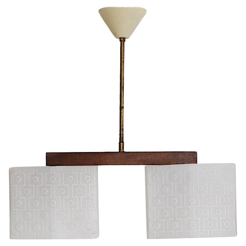 Danish Mid-Century Double Pressed Milk Glass Ceiling Pendant
