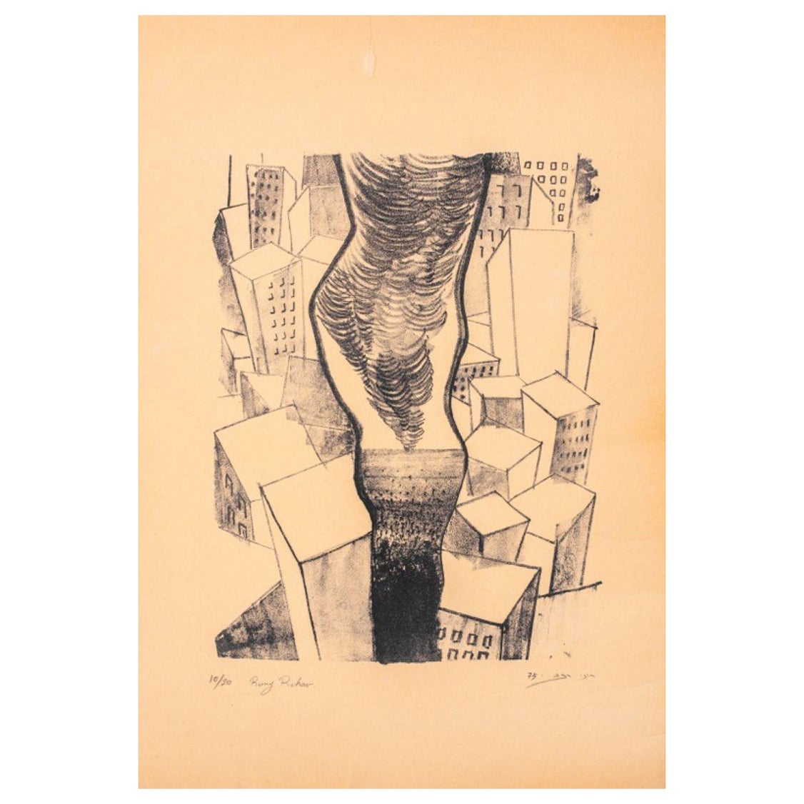 Rony Rehow Abstract Cityscape Lithograph For Sale