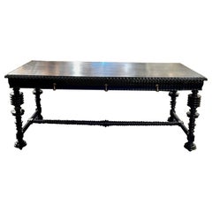 Vintage Portuguese style Ebonized Library Table