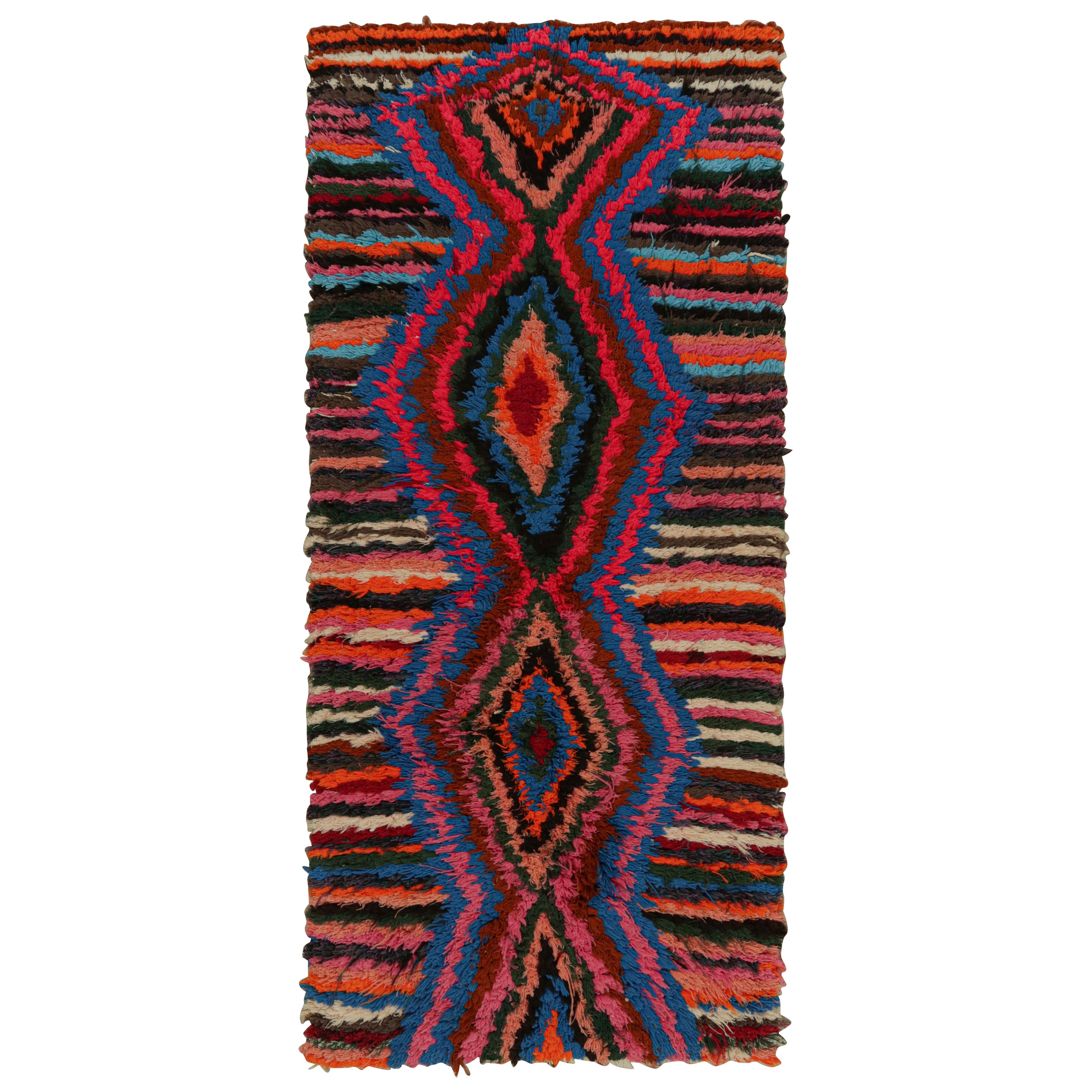 Vintage Moroccan Runner Rug with Stripes & Diamond Medallions, from Rug & Kilim 