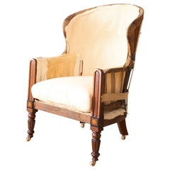 William IV mahogany and ebony inlaid barrel back armchair