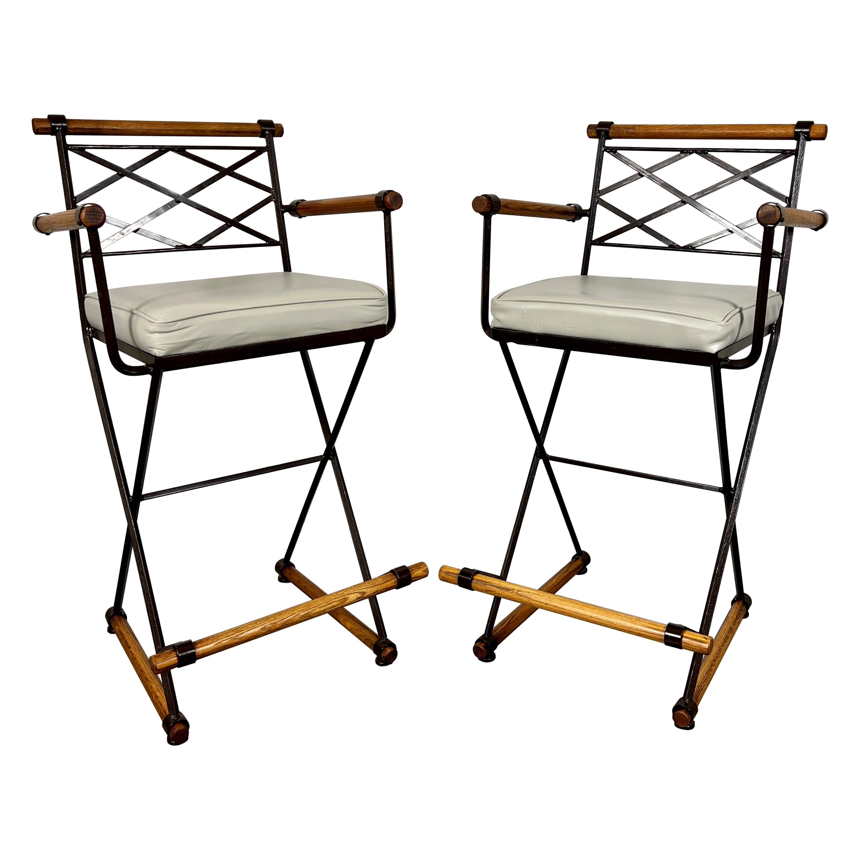 Pair of Bar Stools for Inca Products in the Style of Cleo Baldon For Sale