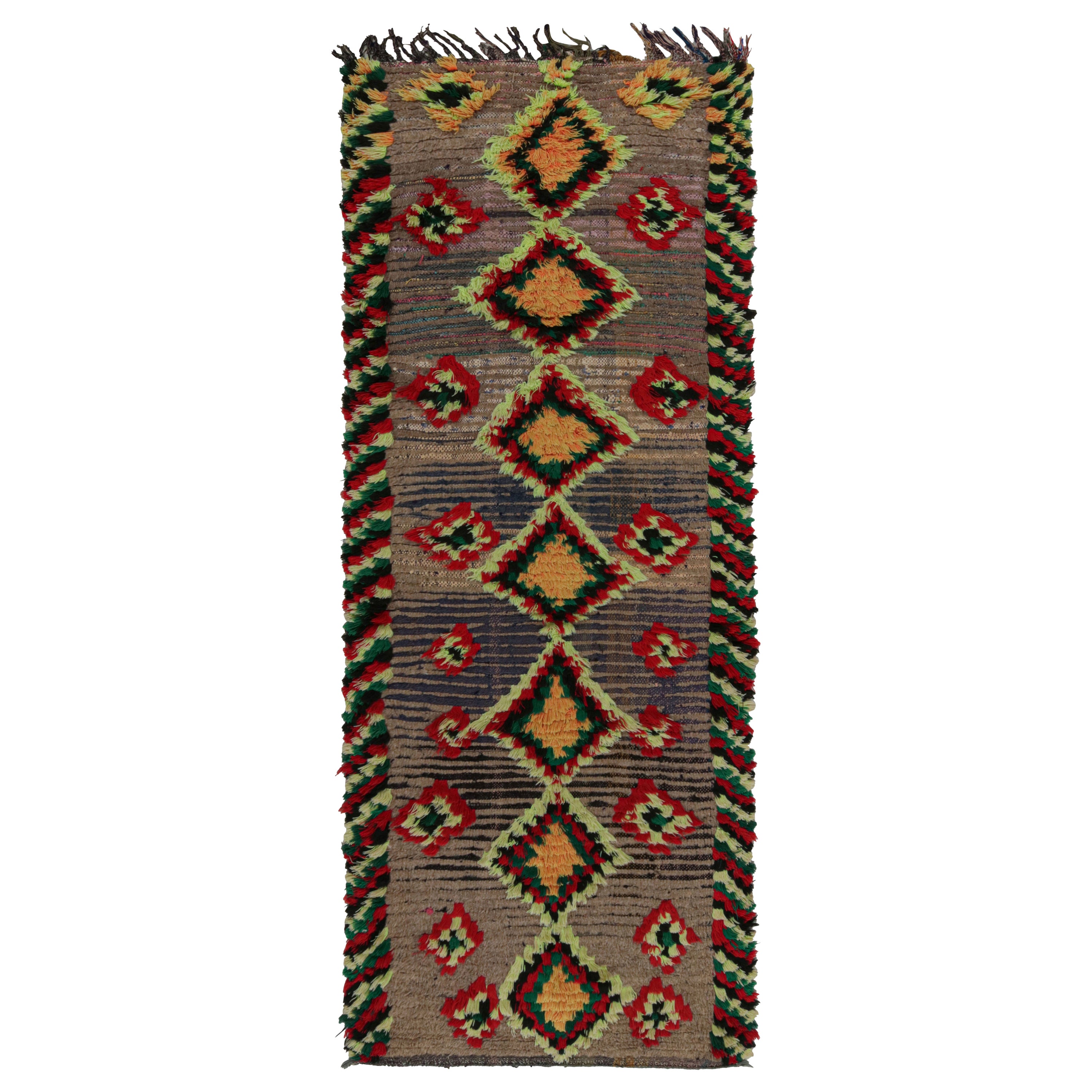 Vintage Moroccan Runner Rug with Colorful Diamond Medallions, from Rug & Kilim  For Sale