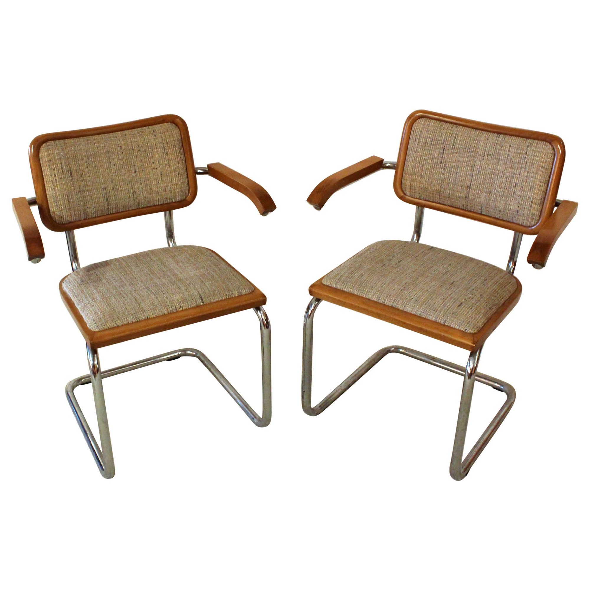 Pair of Mid-1970s Marcel Breuer Cesca Arm Chairs For Sale
