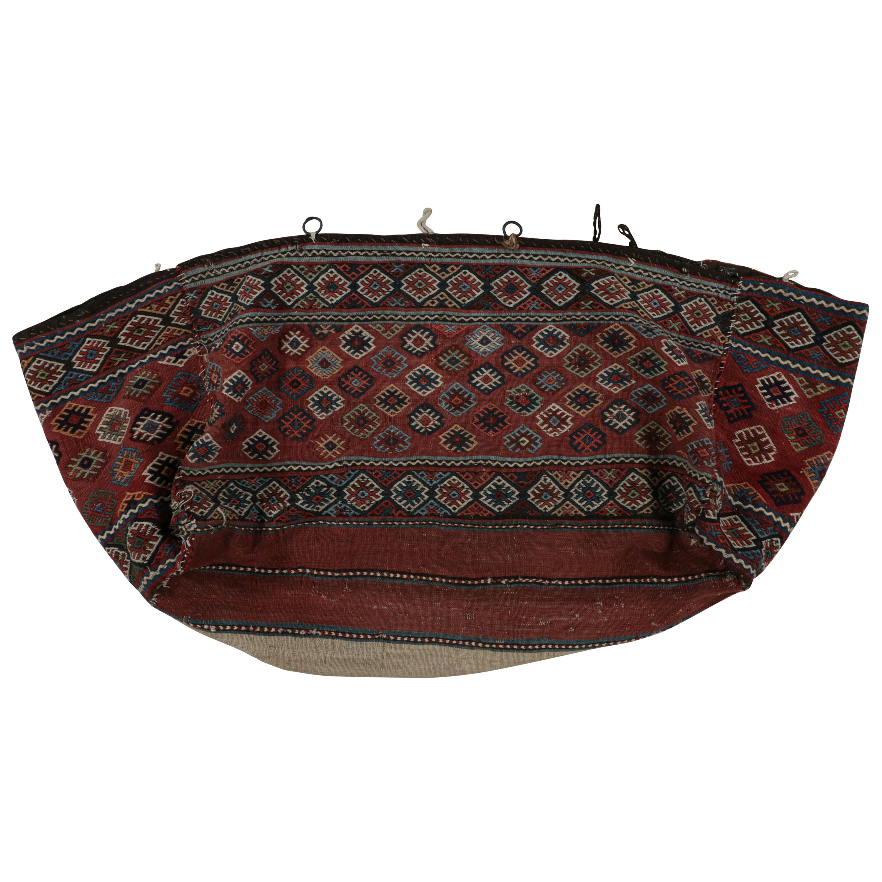 Antique Turkish Bag Kilim in Red with Geometric Patterns, from Rug & Kilim For Sale