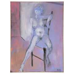 Peinture à l'huile vintage de Donald K Ryan, Nu pastel 1993 