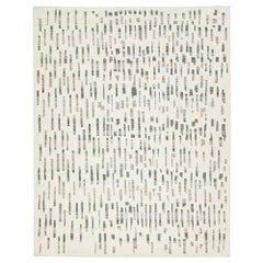 Apadana's Modern Handmade Wool Rug Moroccan-Style In Ivory With Abstract Motif