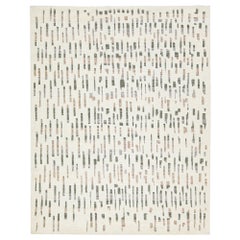 Apadana's Modern Handmade Wool Rug Moroccan-Style In Ivory With Abstract Motif