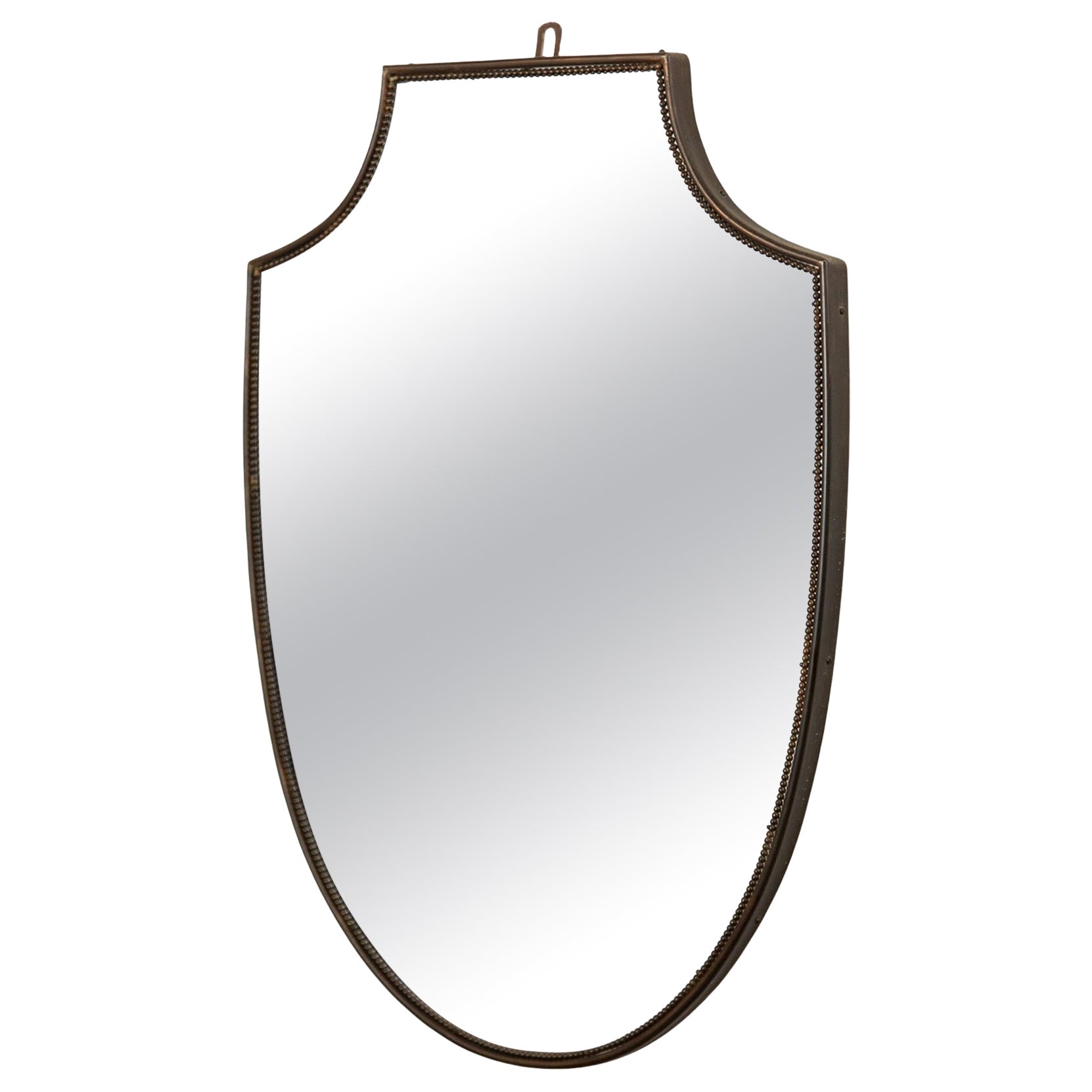 Mid-Century Italian Beaded Brass Mirror, 1960s  For Sale