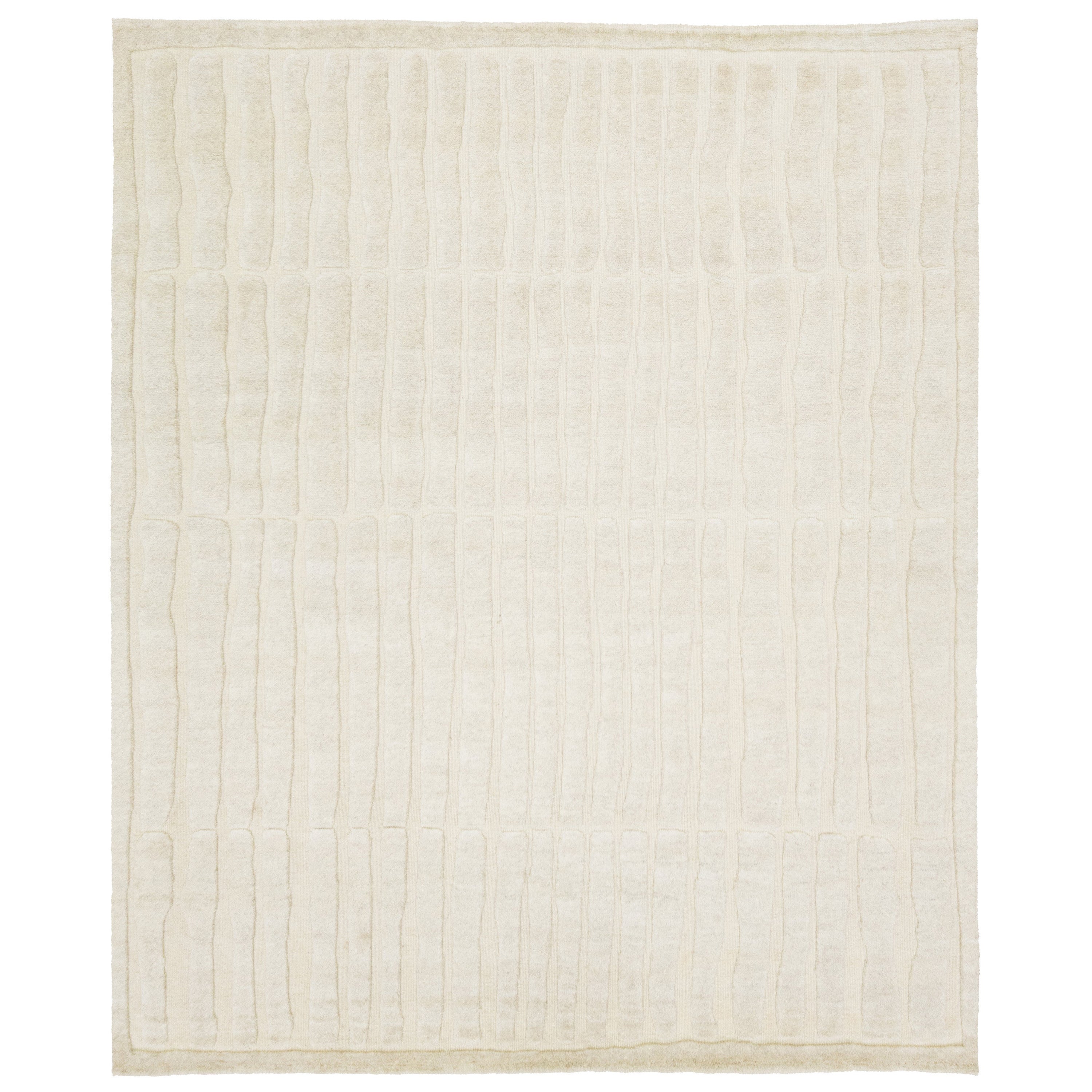 Apadana's Organic Modern Wool Rug Moroccan-Style In Ivory For Sale