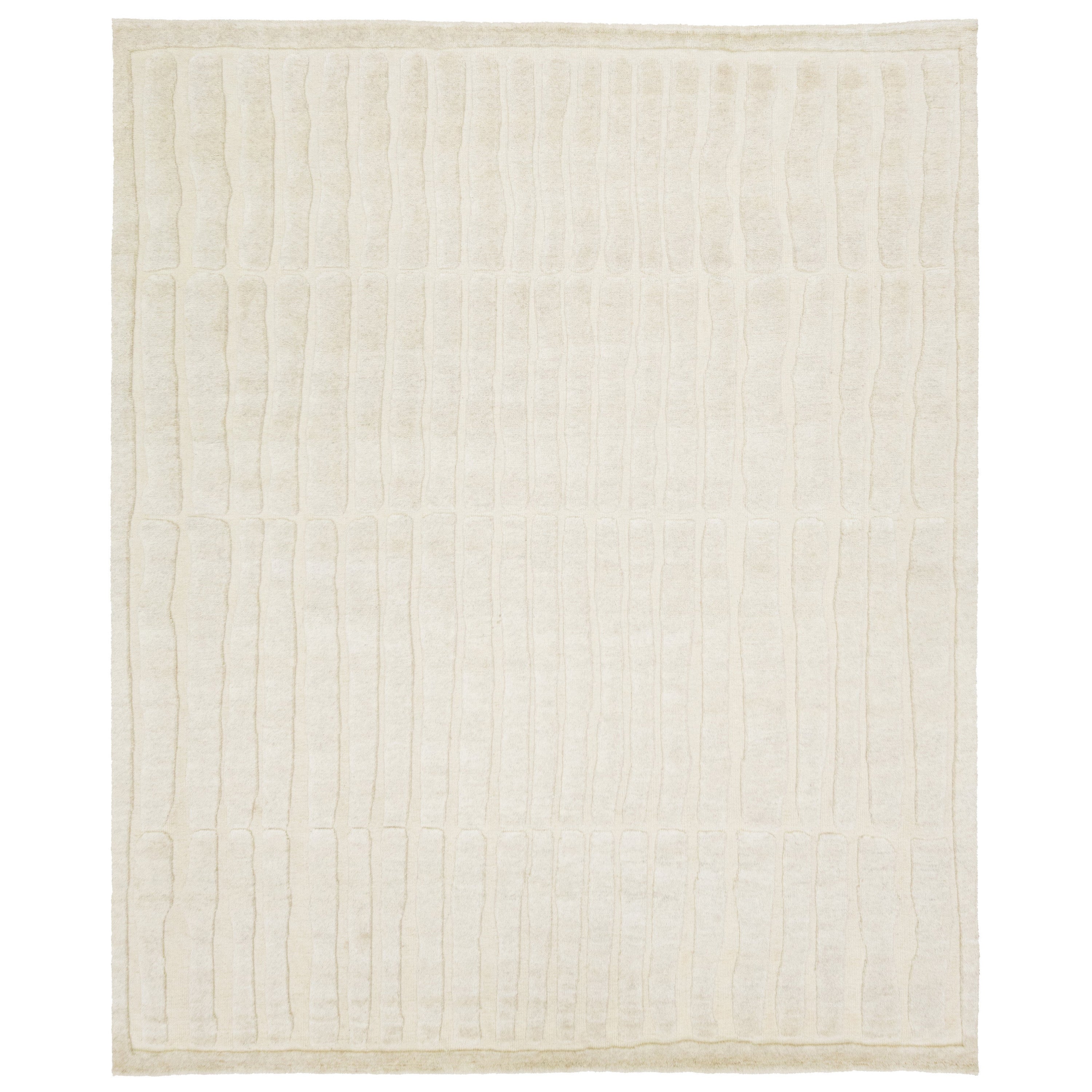 Apadana's Organic Modern Wool Rug Moroccan-Style In Ivory 