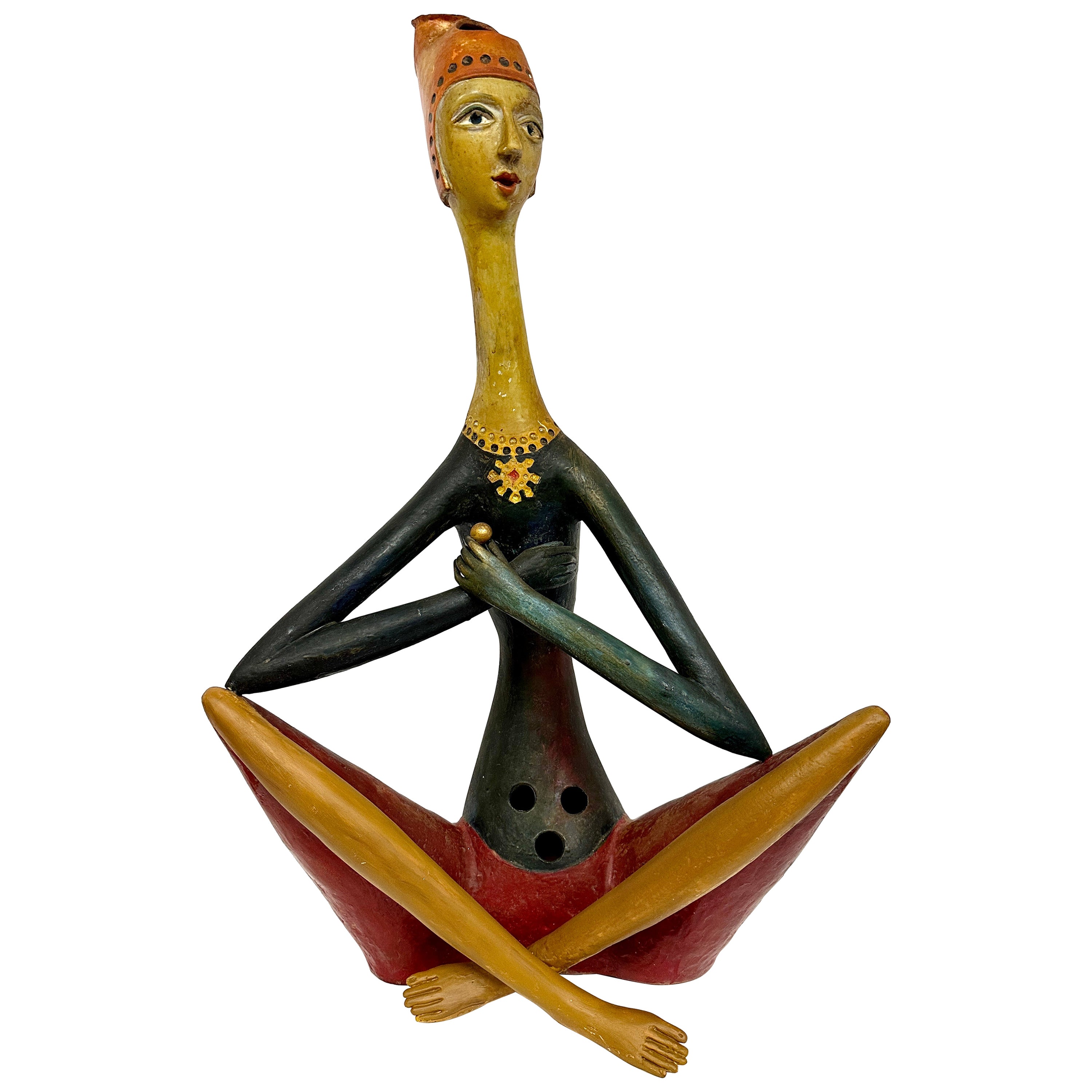 1962 Selbmann Roma Monumental Pottery Sculpture Woman Sitting For Sale