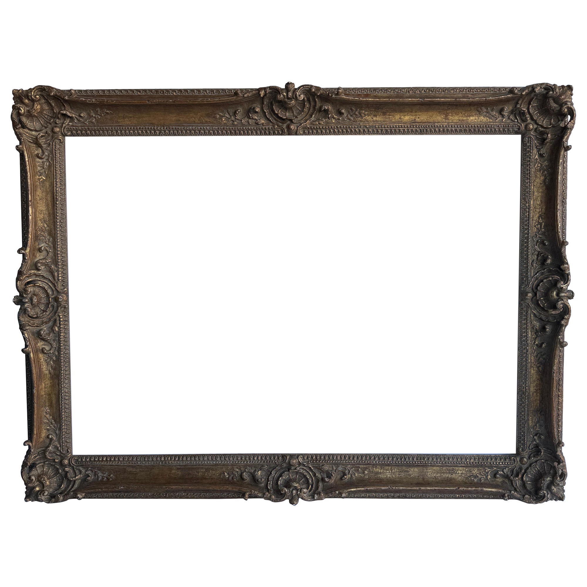 Large French 20th Century Carved Gilt Wood Frame, Rococo Style For Sale