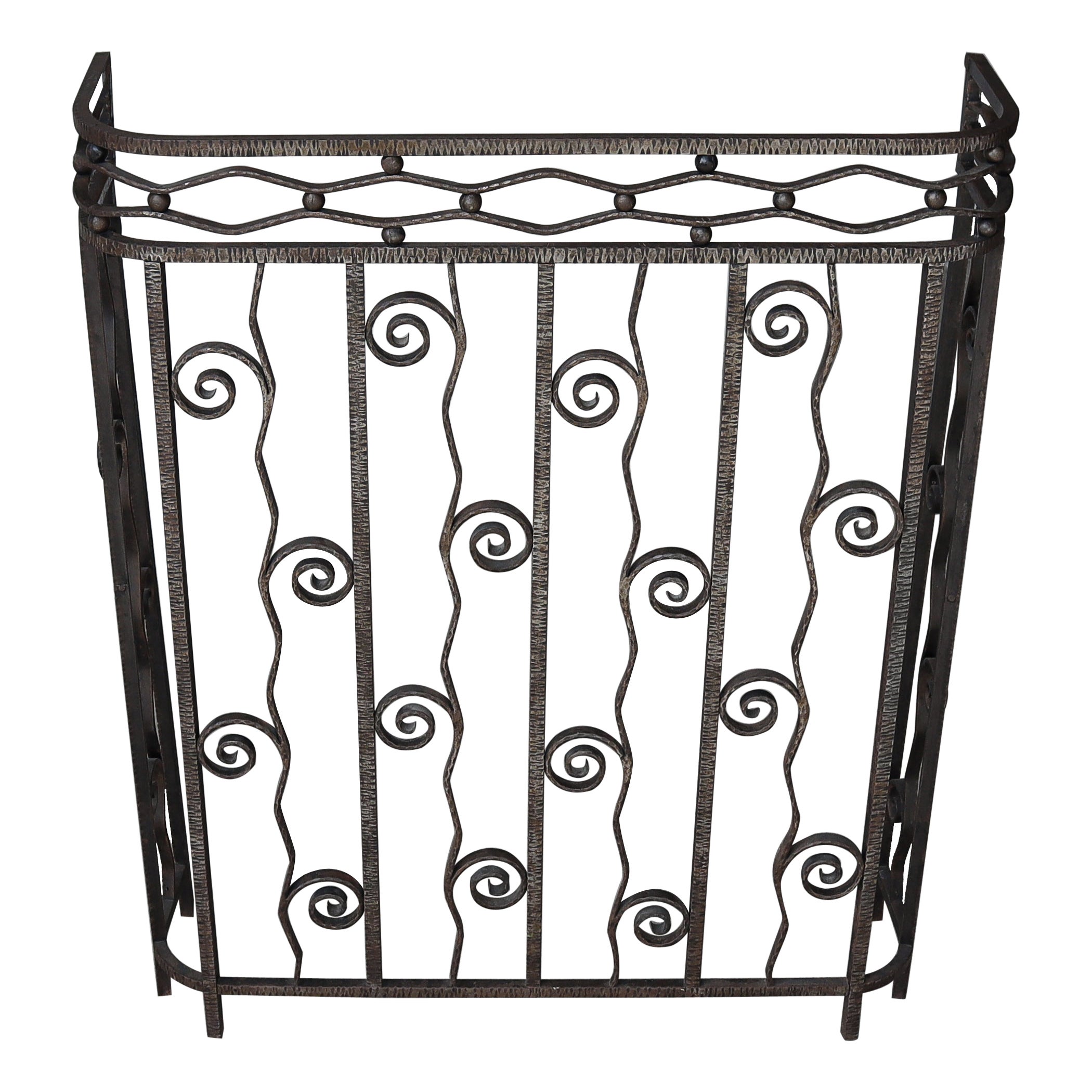 French Antique Forged Iron Fireplace Screen
