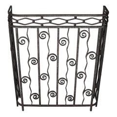 French Antique Forged Iron Fireplace Screen