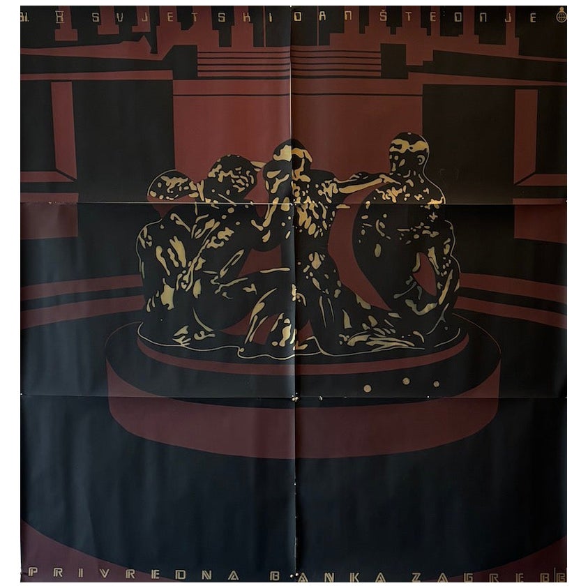 Original Silk-Screen Poster by BORIS BUCAN, '31ST X WORLD SAVINGS DAY' C. 1980 For Sale
