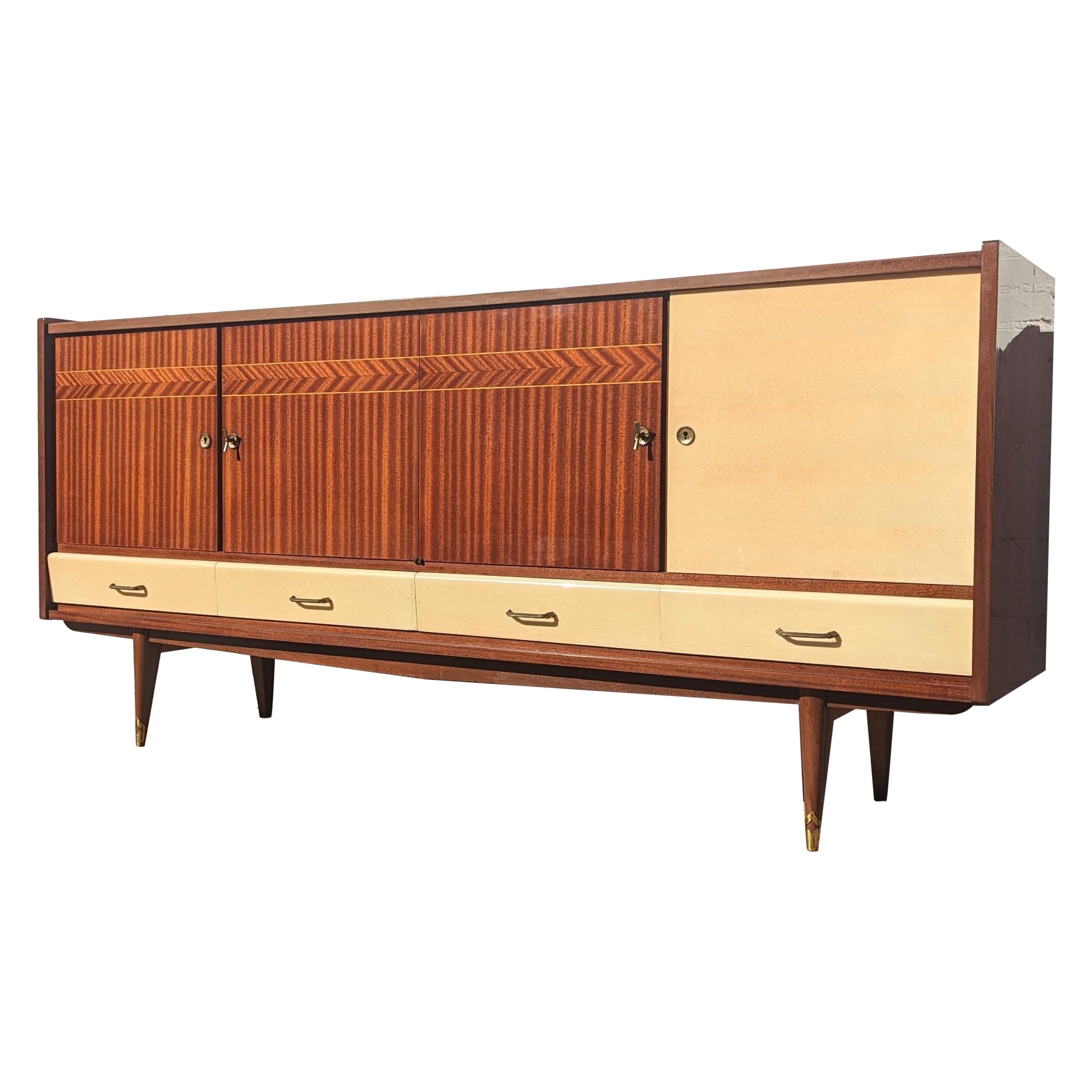 Mid Century French Modern Lacquered Credenza  For Sale