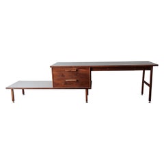 Used 2-Piece Mid Century Walnut and Formica Desk