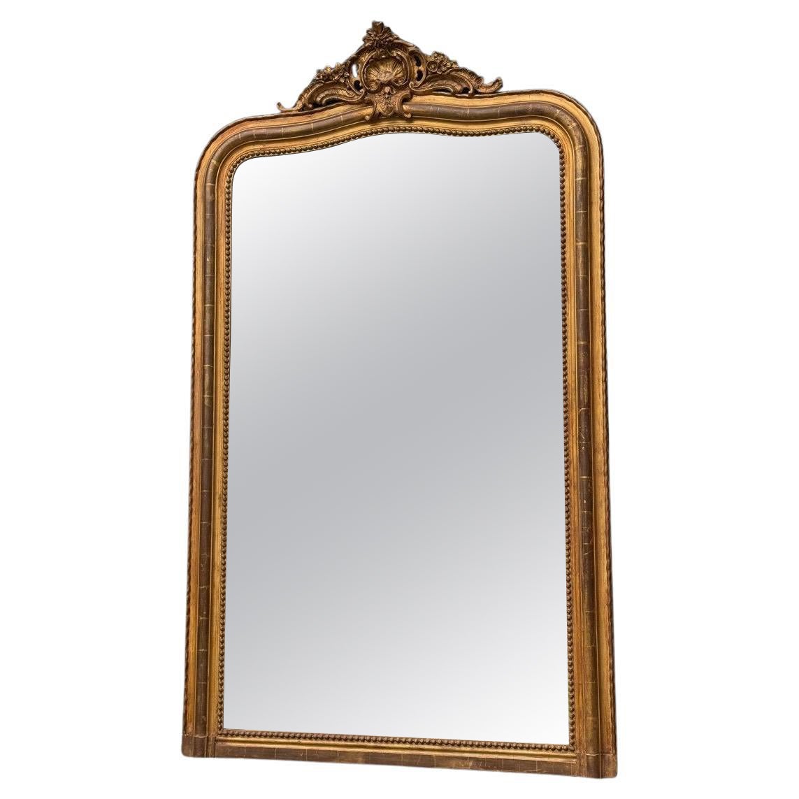 Louis XV Style Mirror In Stuccoed And Gilded Wood, Circa 1880 For Sale