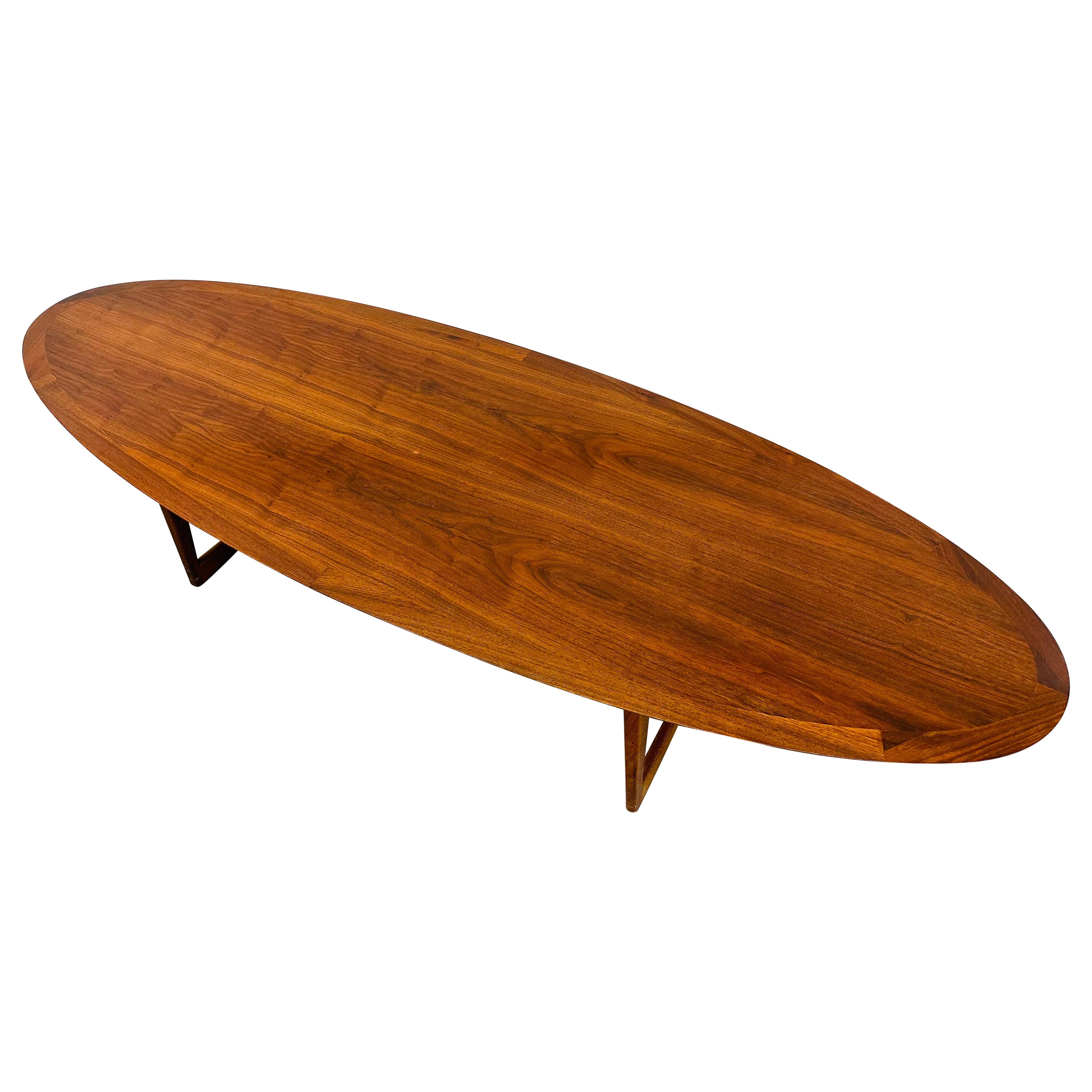 Mid-Century Danish Modern Moreddi Walnut Surfboard Coffee Table For Sale