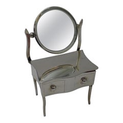 Used Figural English Sterling Silver Jewelry Box - Dressing Table With Mirror
