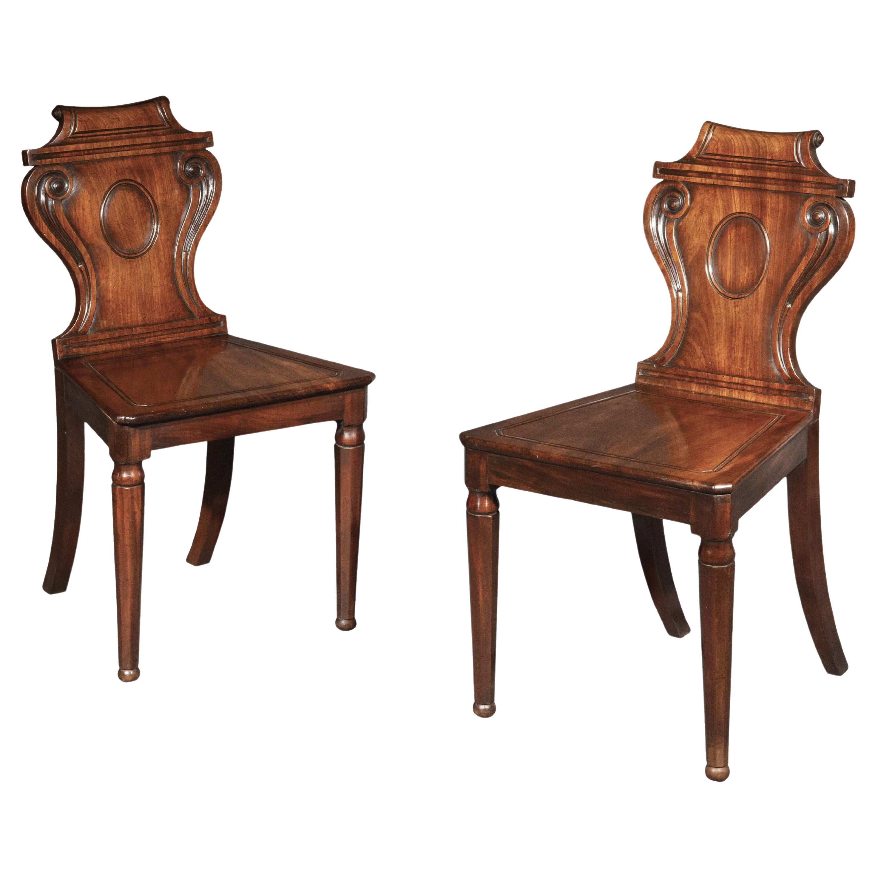 Pair of Regency Hall Chairs, attributed to Banting and France For Sale