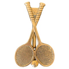 Vintage Cast Brass Double Tennis Racket Door Knocker