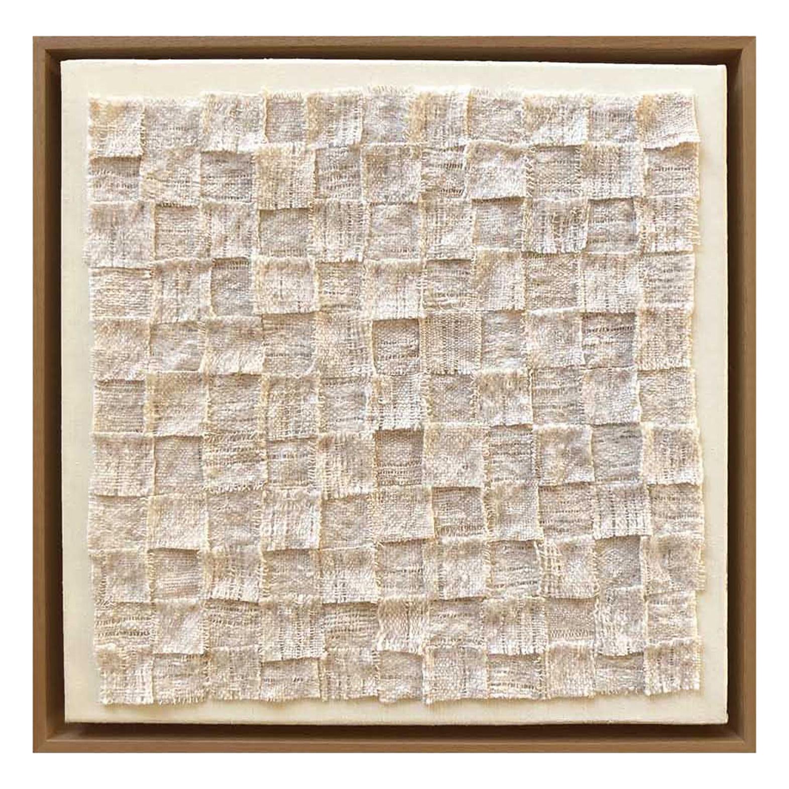 Large Size, White Textile Artwork Wall Piece, Made of handspun handwoven Wool For Sale