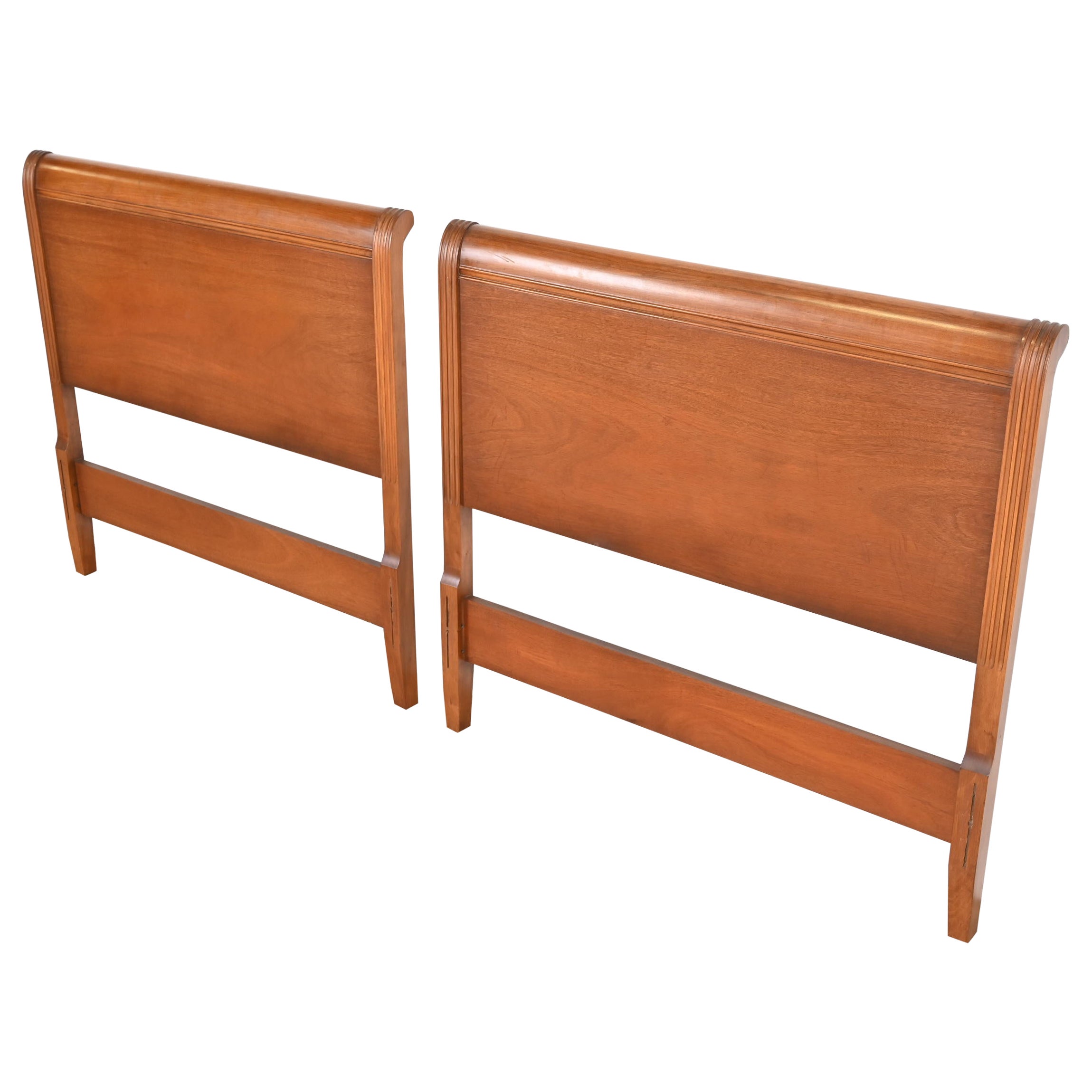 Drexel Regency Carved Mahogany Twin Headboards, Pair For Sale
