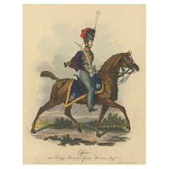 Officier de hussard de la garde hanovrienne Elegance, estampe militaire du XIXe siècle