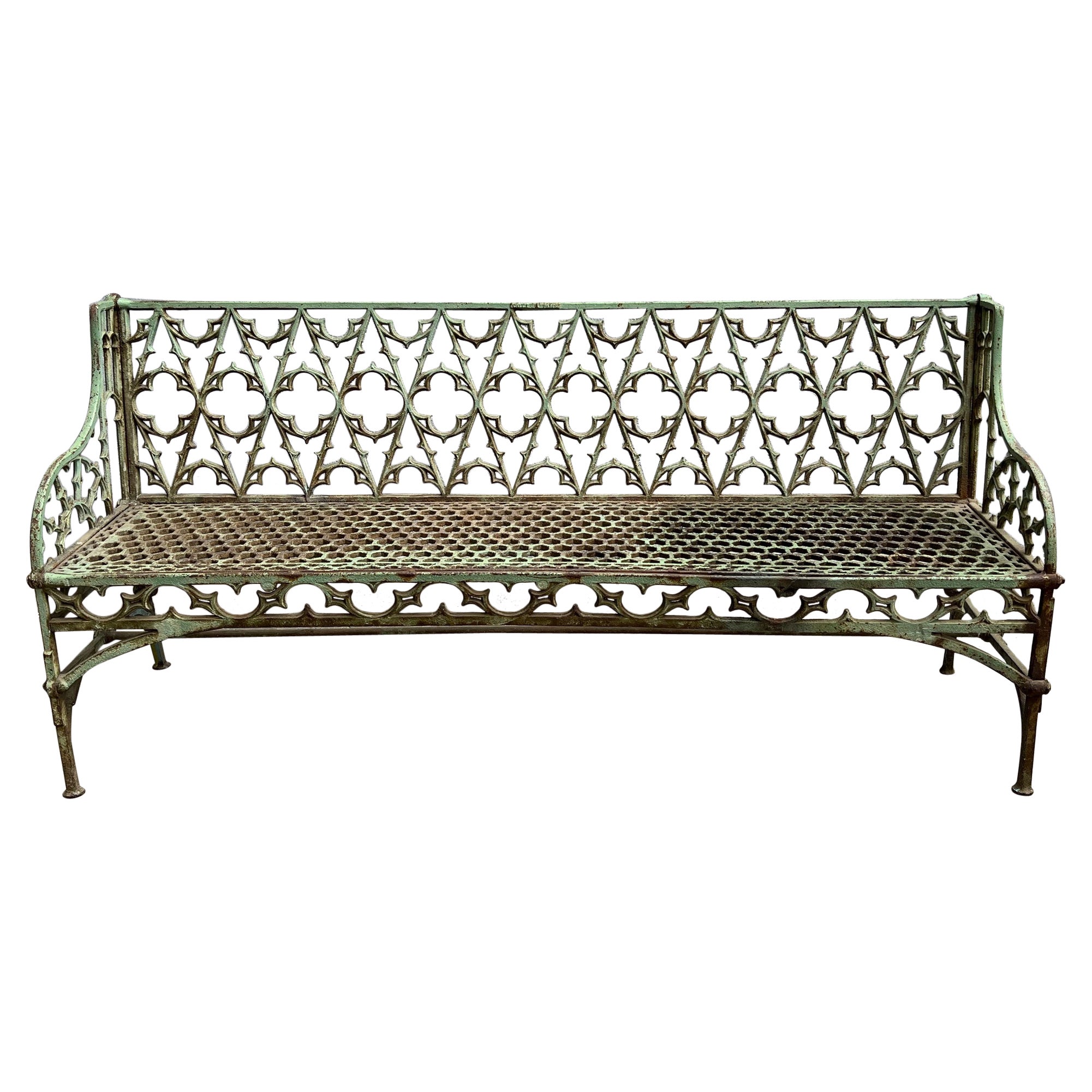 Rare and large cast-iron bench from the Calla factory in Paris, circa 1850 For Sale