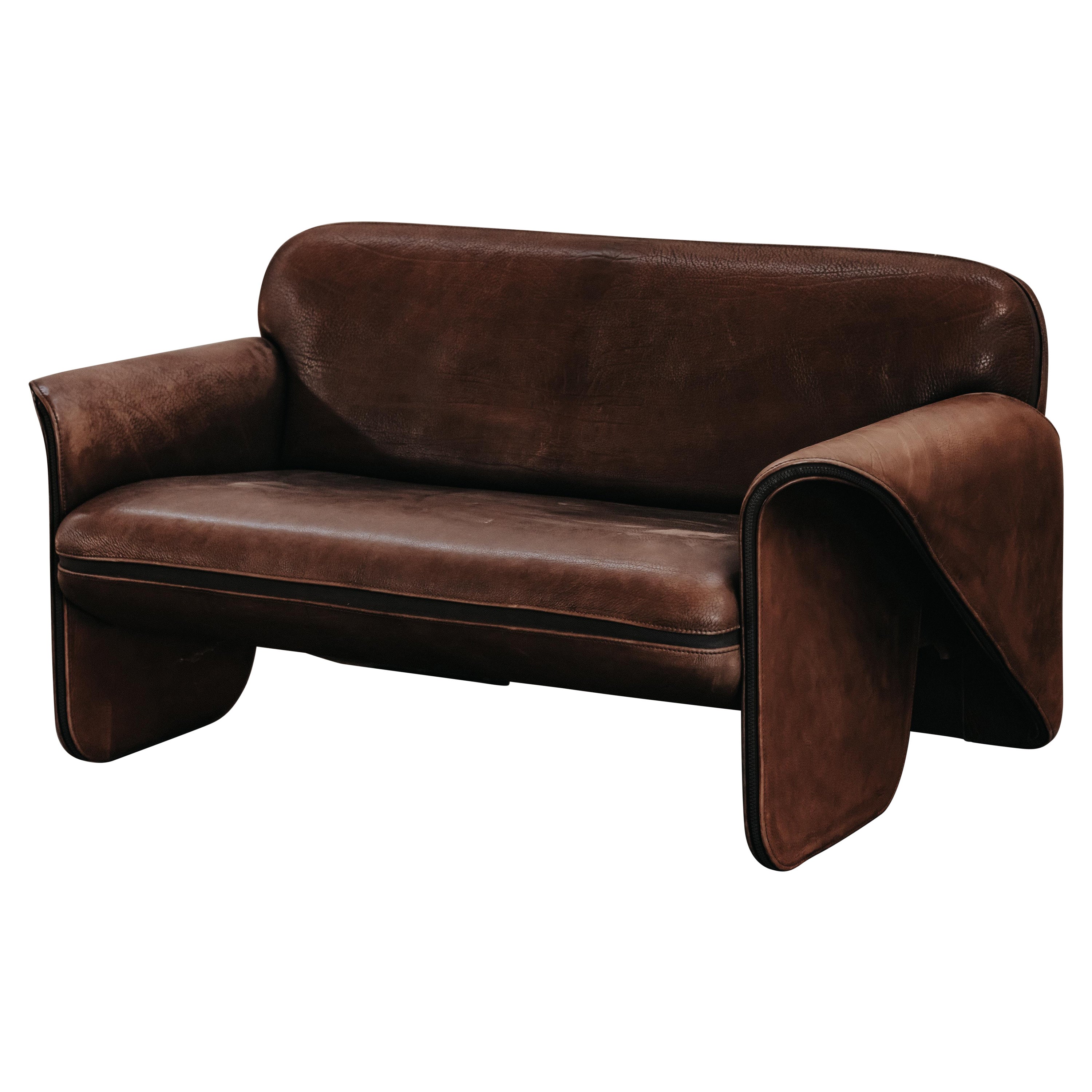 Vintage Brown Leather De Sede DS125 Sofa From Switzerland, Circa 1970 For Sale