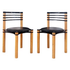 Pair of Postmodern Black and Wood Chairs by Kurt Thut for Dietiker, 1980s--2 pcs