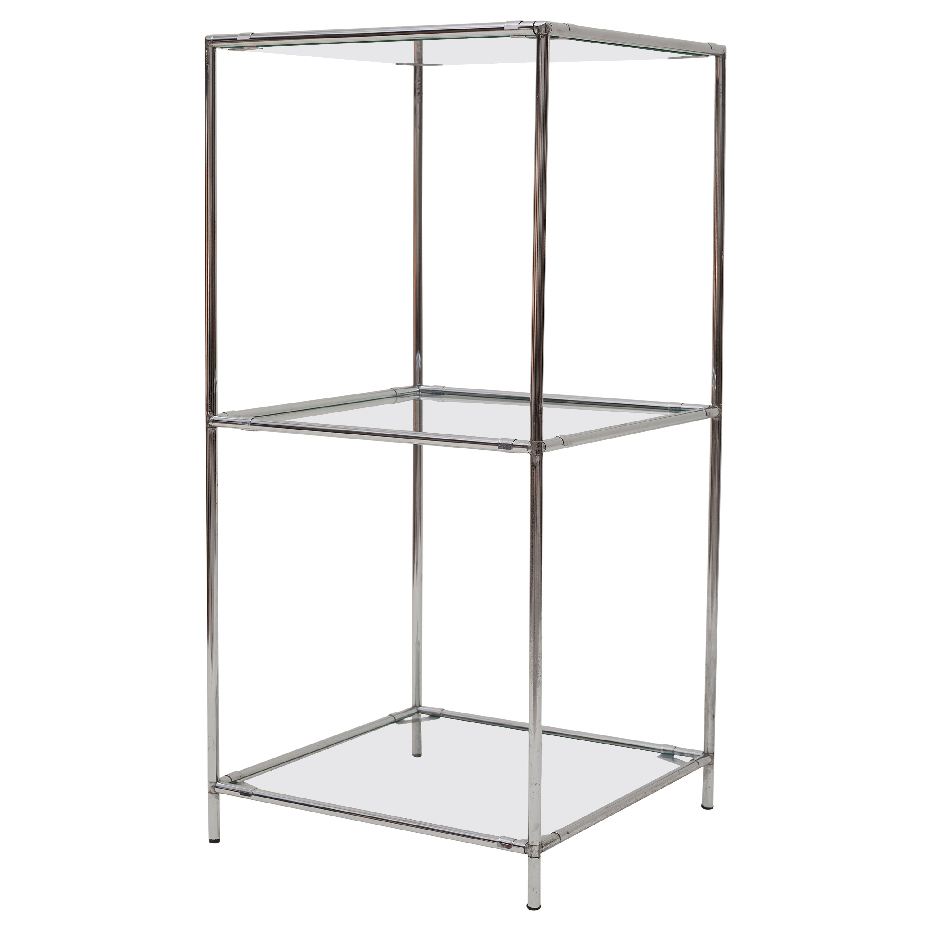 Original 1960 Poul Cadovius 'Abstracta' modular Shelf in chromed metal and Glass For Sale