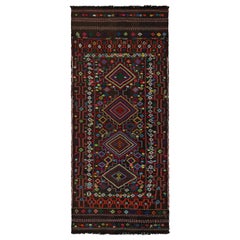 Kilim tribal afgano vintage en marrón con motivos geométricos, de Rug & Kilim