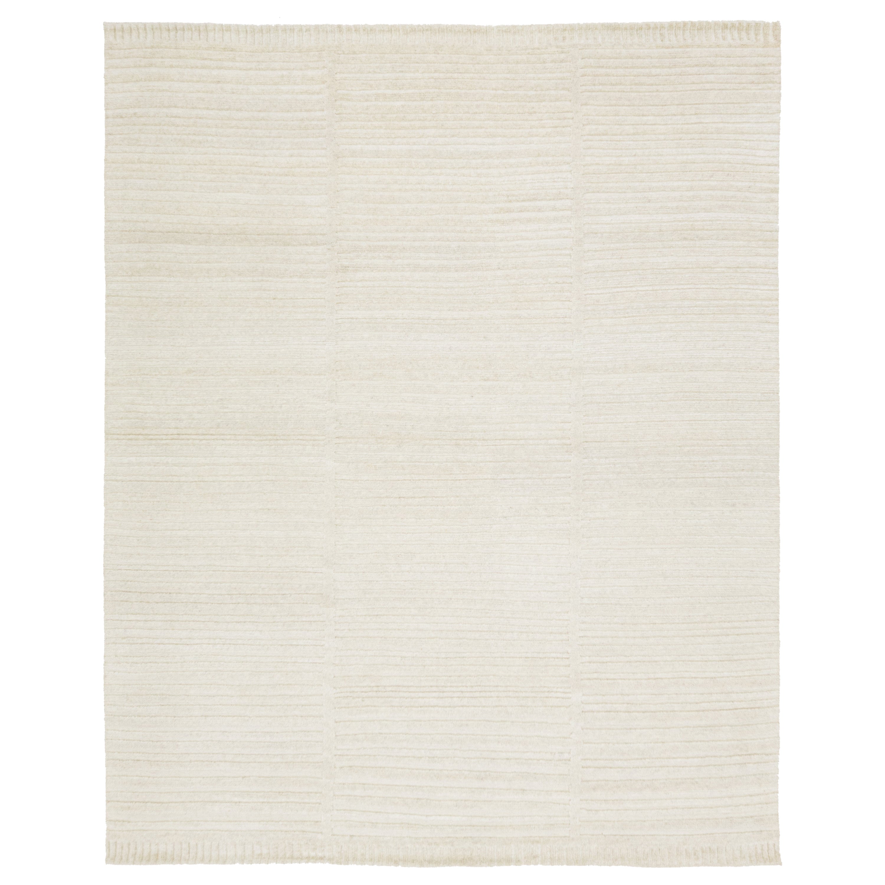 Contemporary Moroccan Style Organic Ivory Wool Rug By Apadana For Sale