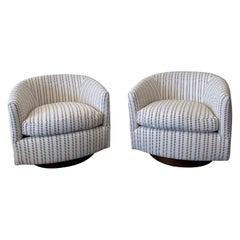 Pair of Milo Baughman for Thayer Coggin Roxy Tilt and Swivel Lounge Chairs