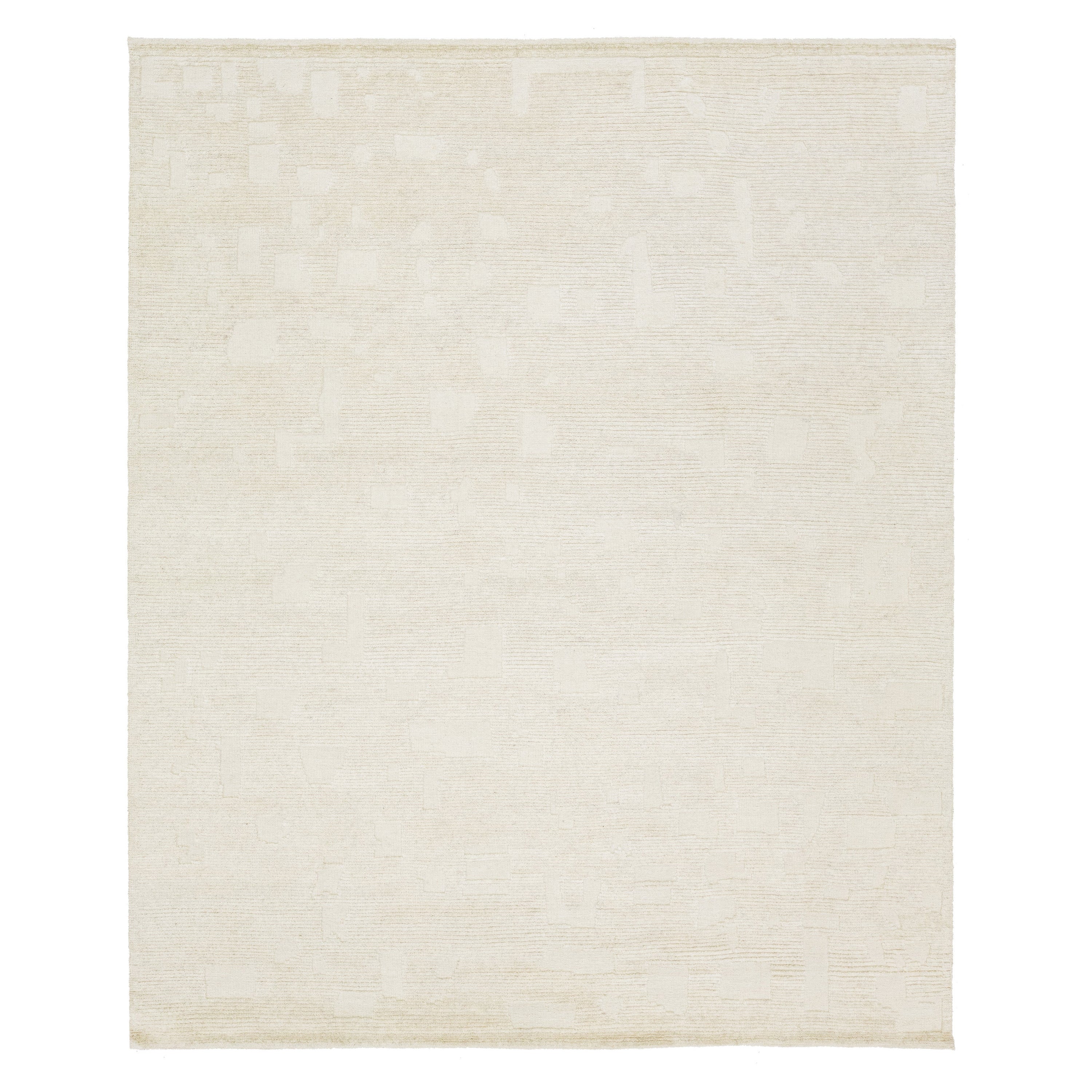 Modern Ivory Moroccan Style Wool Rug by Apadana Features a Minimalist Motif For Sale