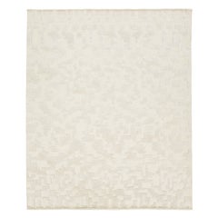 Apadana's Modern Abstract Moroccan Style Wool Rug In ivory