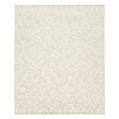 Apadana's Modern Abstract Moroccan Style Wool Rug In ivory 