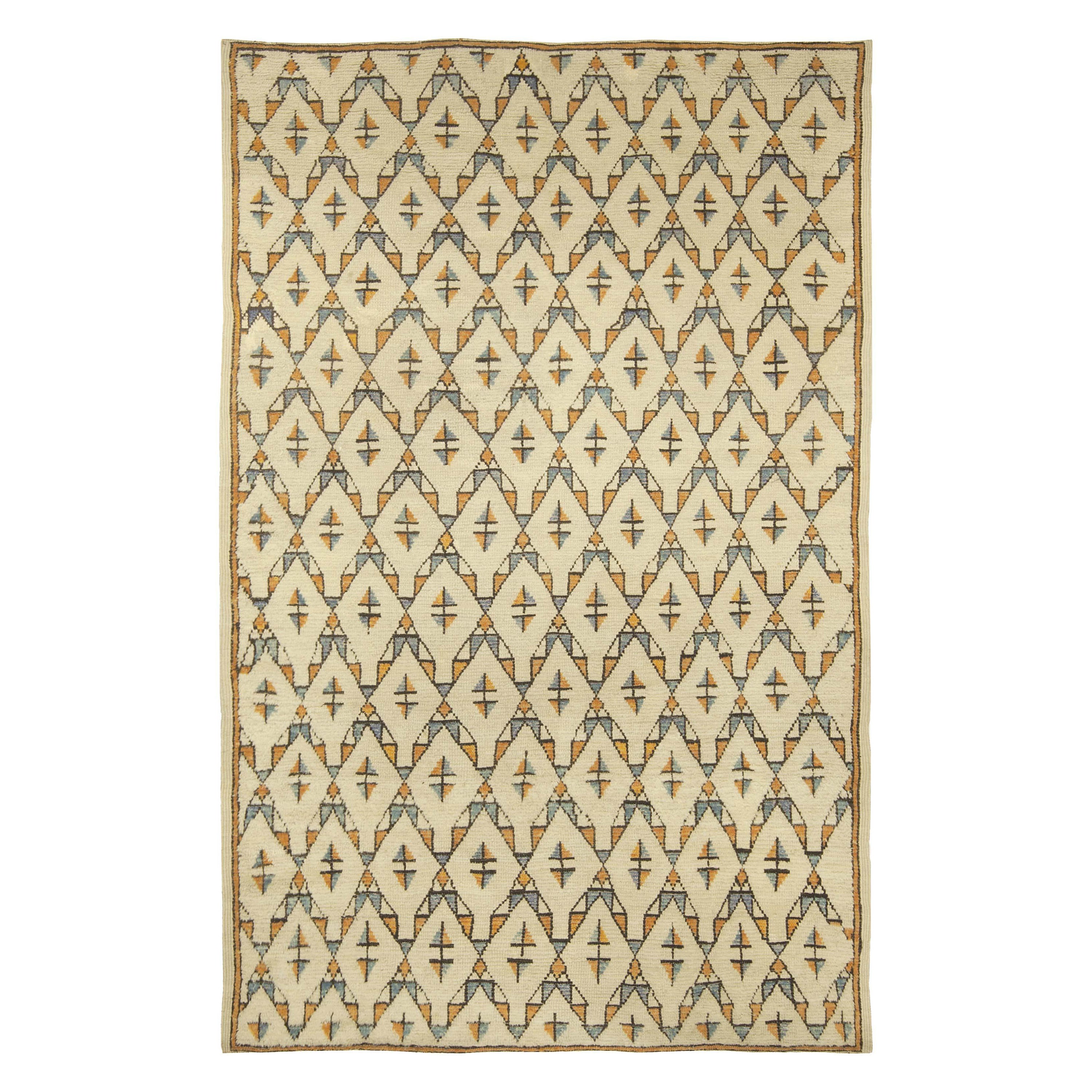 Midcentury Moroccan Geometric Handmade Wool Rug