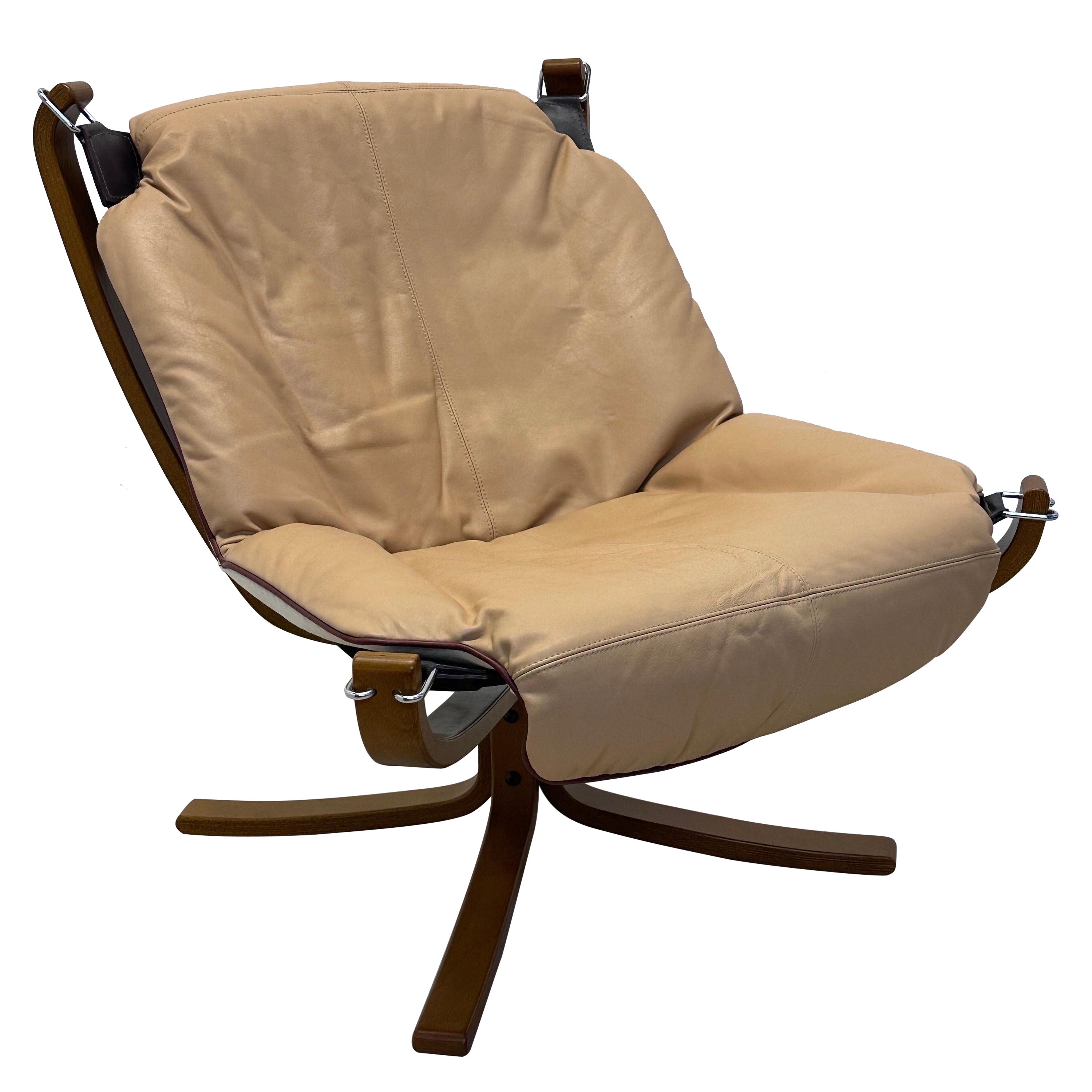 Sigurd Ressell Leather Falcon Lounge Chair for Vatne Mobler For Sale