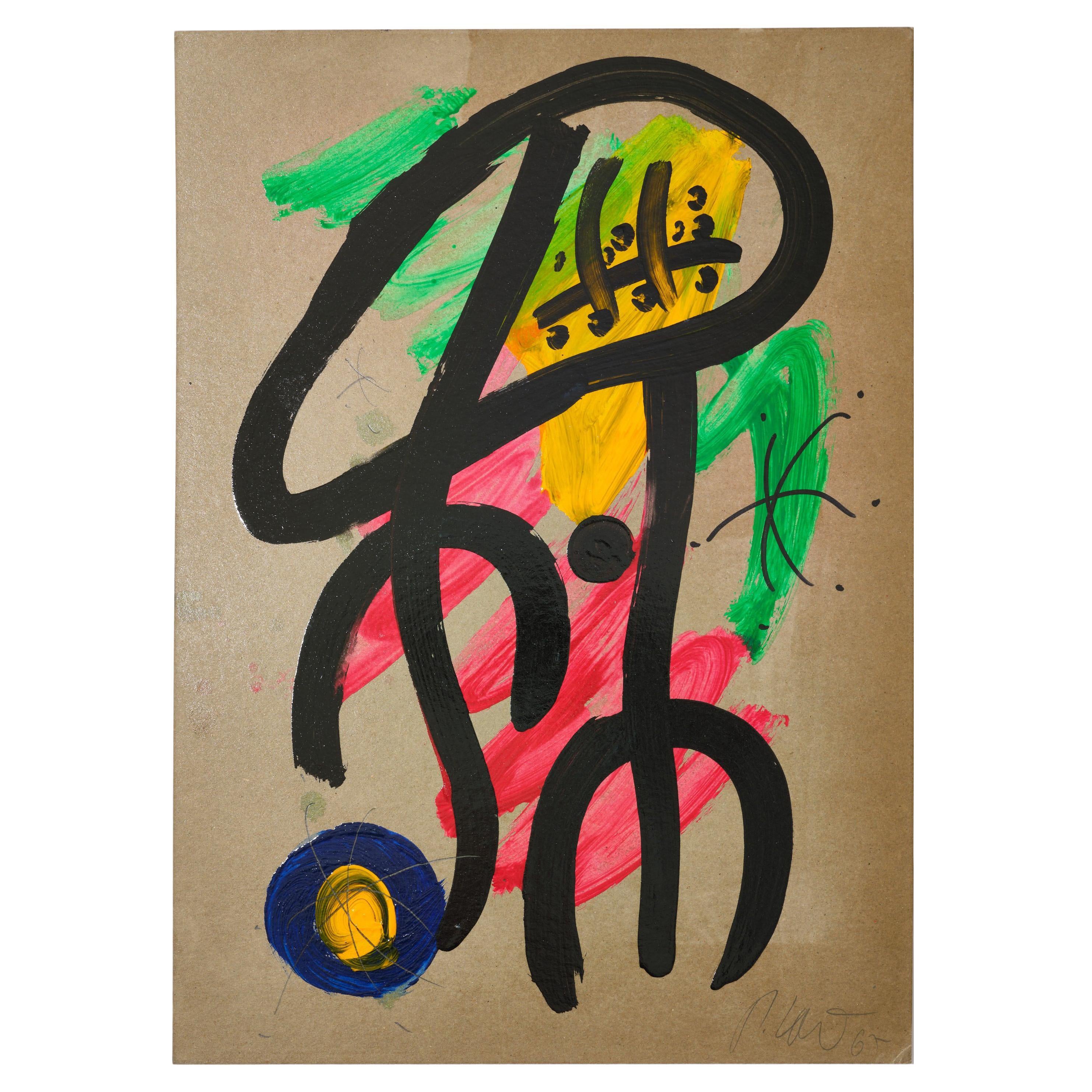 Gemälde von Peter Keil, ca. 1965, signiert, Acryl auf Papier, Deutschland, ohne Rahmen, Kunst im Angebot