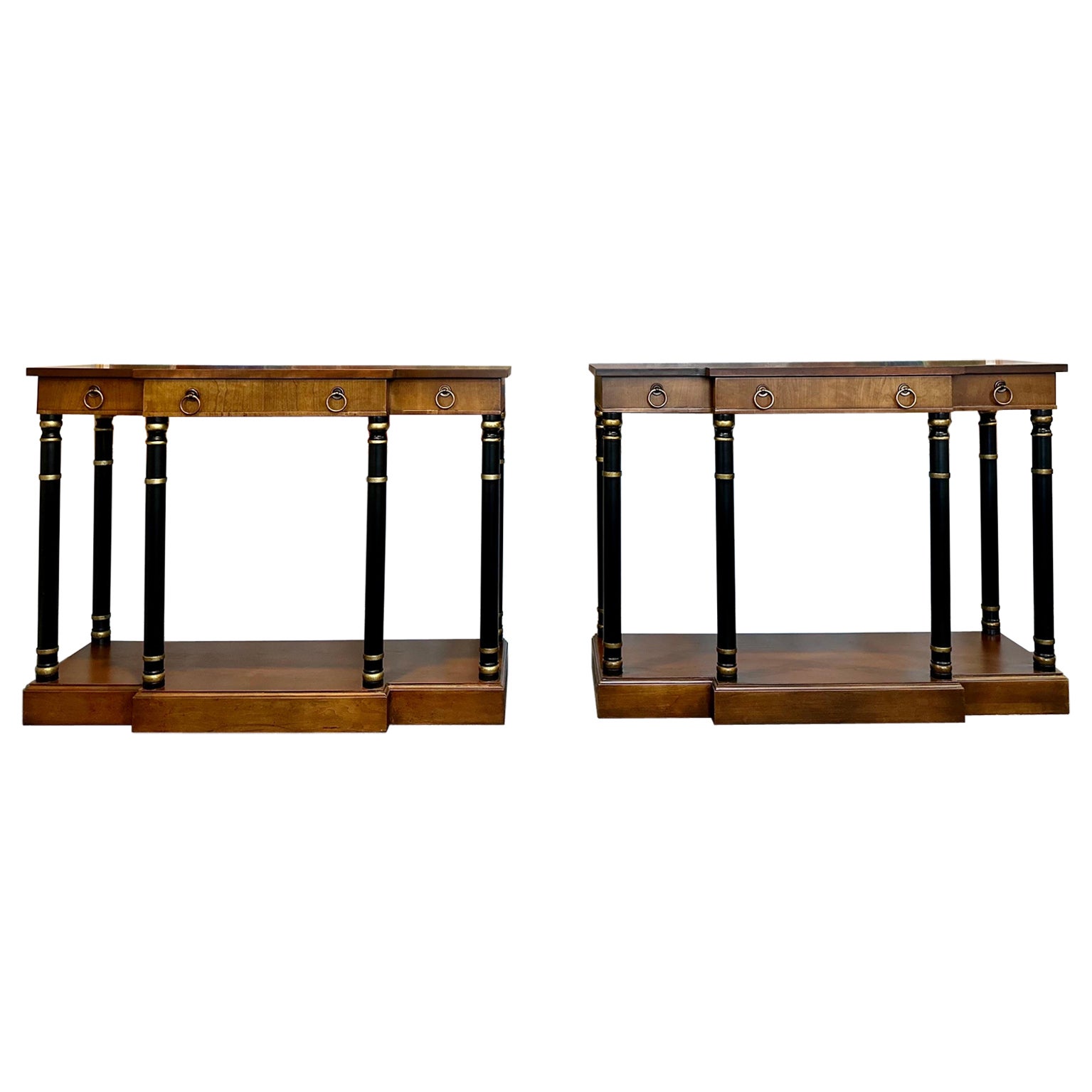 Pair of Neoclassical Style Console Tables For Sale