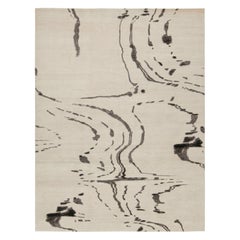 Rug & Kilim’s Abstract Rug “Shadow  Charcoal” in Beige, with Gray Patterns